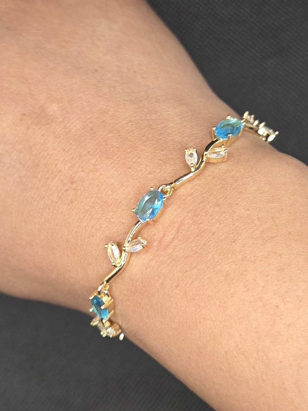 Blue Crystal Vine Gold Bracelet - Women Jewelry